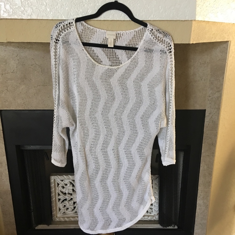 Chico’s white & silver sweater.
